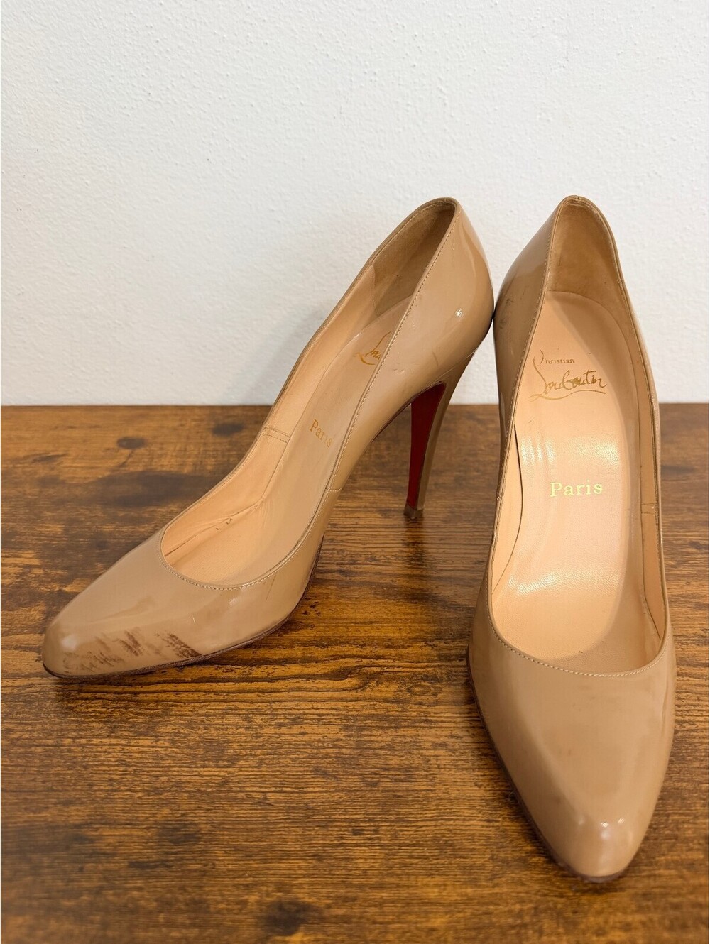 Christian Louboutin Nude Patent Leather Red Sole Pumps EU 39.5 US 9